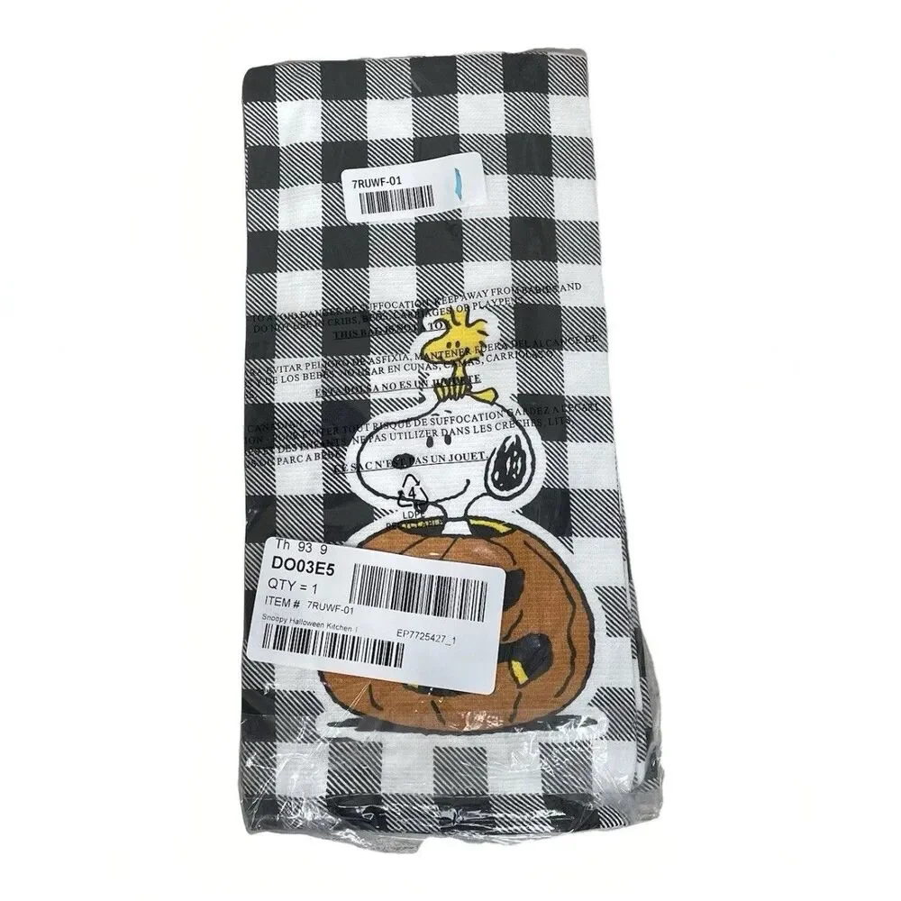 Peanuts Snoopy Woodstock Set Of 2 Halloween Kitchen Towels Pumpkins NEW Fall